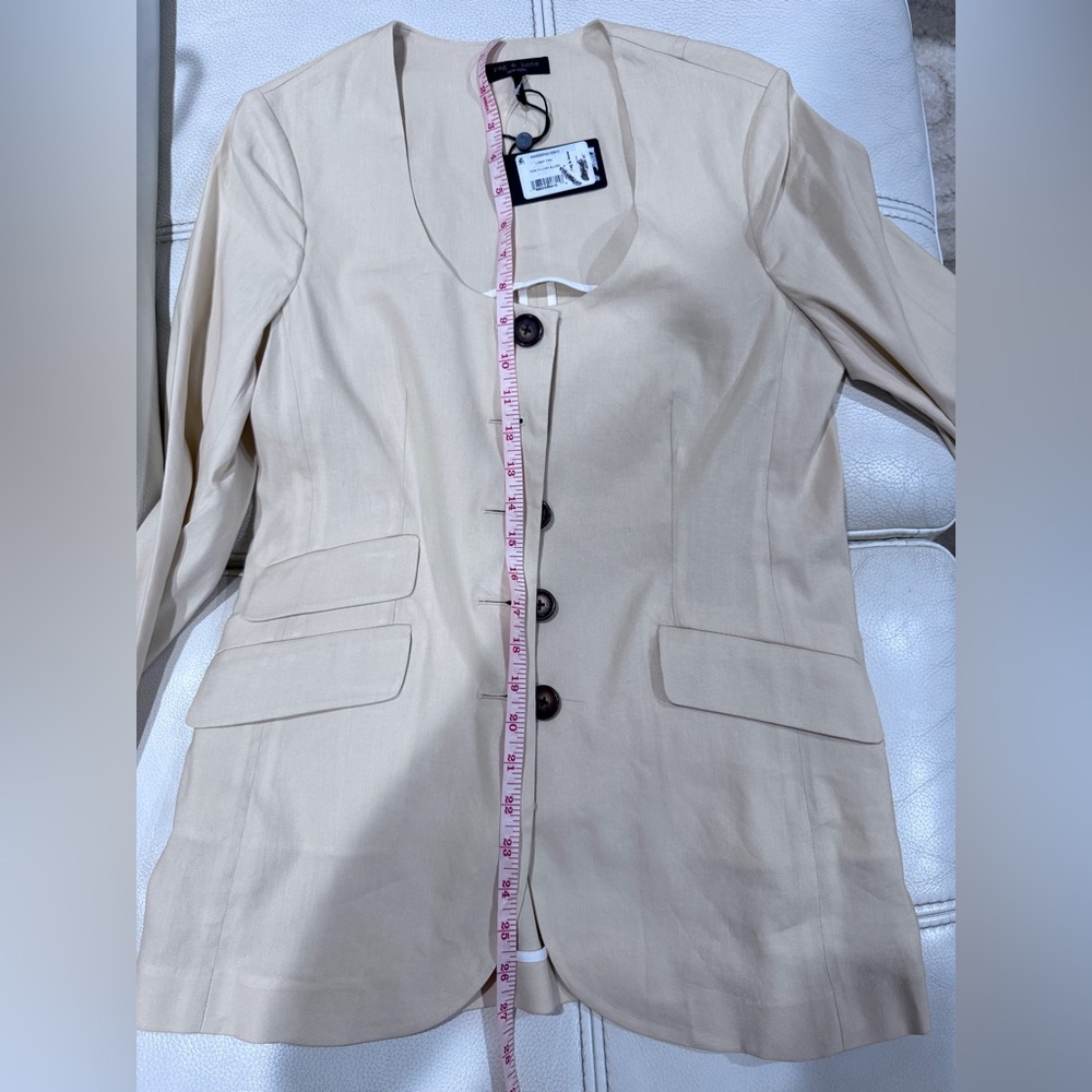NWT $528 Rag & Bone Roslyn Linen Blend Blazer In Light Tan In Sz. 4 - Picture 10 of 13